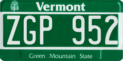 VT license plate ZGP952