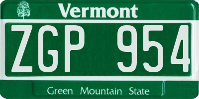 VT license plate ZGP954