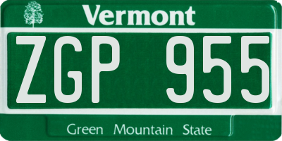 VT license plate ZGP955