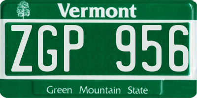 VT license plate ZGP956