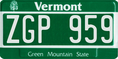 VT license plate ZGP959