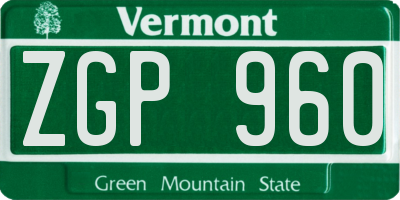 VT license plate ZGP960