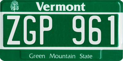 VT license plate ZGP961