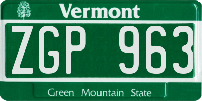 VT license plate ZGP963