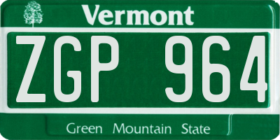 VT license plate ZGP964