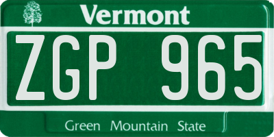 VT license plate ZGP965