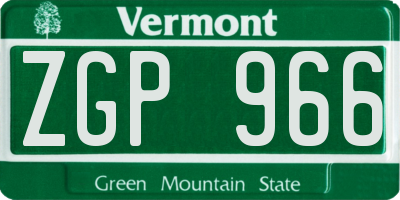 VT license plate ZGP966