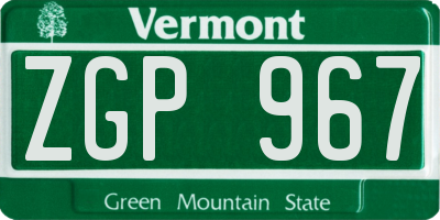VT license plate ZGP967