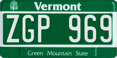 VT license plate ZGP969