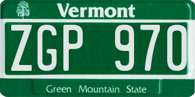 VT license plate ZGP970