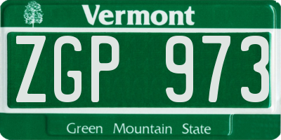 VT license plate ZGP973