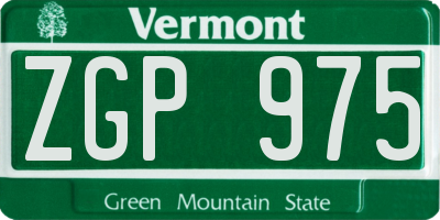 VT license plate ZGP975