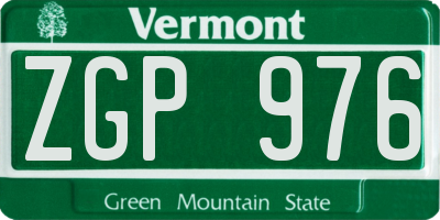 VT license plate ZGP976