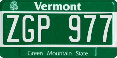VT license plate ZGP977