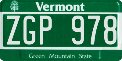 VT license plate ZGP978