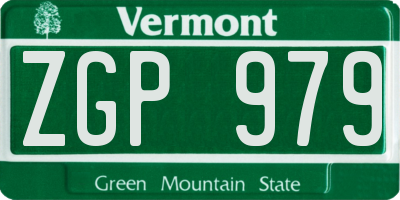 VT license plate ZGP979