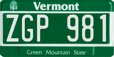 VT license plate ZGP981