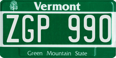 VT license plate ZGP990