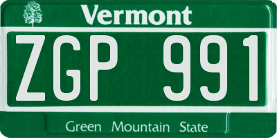 VT license plate ZGP991