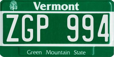 VT license plate ZGP994