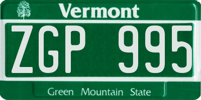 VT license plate ZGP995