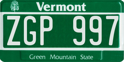 VT license plate ZGP997