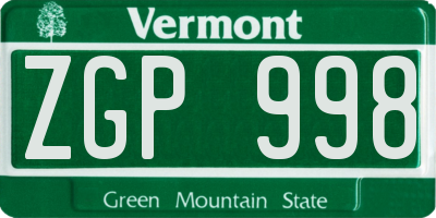VT license plate ZGP998