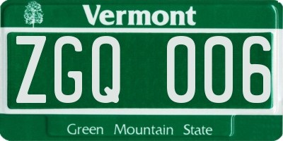 VT license plate ZGQ006