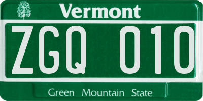 VT license plate ZGQ010