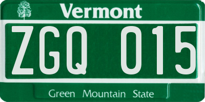 VT license plate ZGQ015