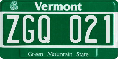 VT license plate ZGQ021