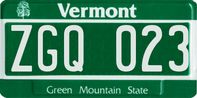 VT license plate ZGQ023