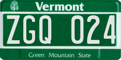 VT license plate ZGQ024