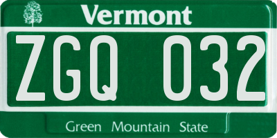 VT license plate ZGQ032