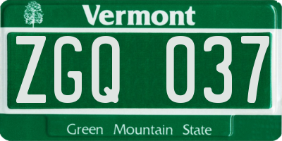 VT license plate ZGQ037
