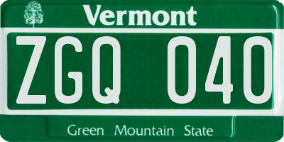 VT license plate ZGQ040