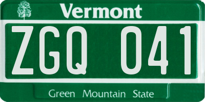 VT license plate ZGQ041
