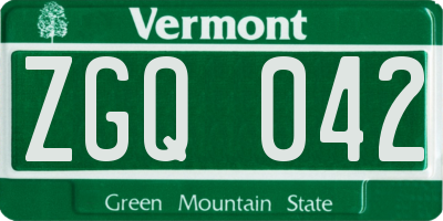VT license plate ZGQ042