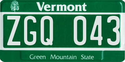 VT license plate ZGQ043