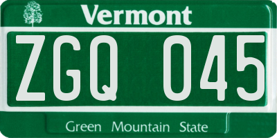 VT license plate ZGQ045