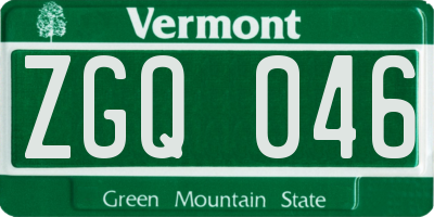 VT license plate ZGQ046