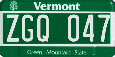 VT license plate ZGQ047
