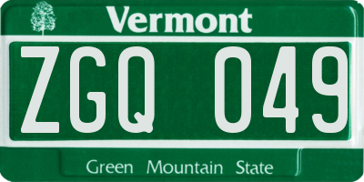 VT license plate ZGQ049