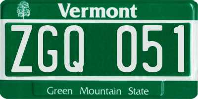 VT license plate ZGQ051