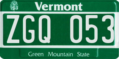 VT license plate ZGQ053