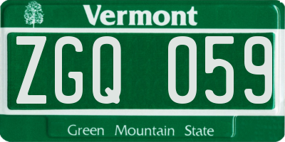 VT license plate ZGQ059