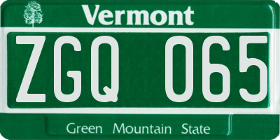 VT license plate ZGQ065