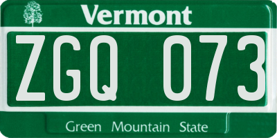 VT license plate ZGQ073