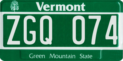 VT license plate ZGQ074
