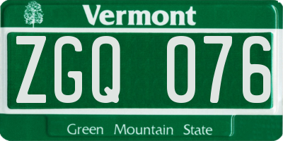 VT license plate ZGQ076